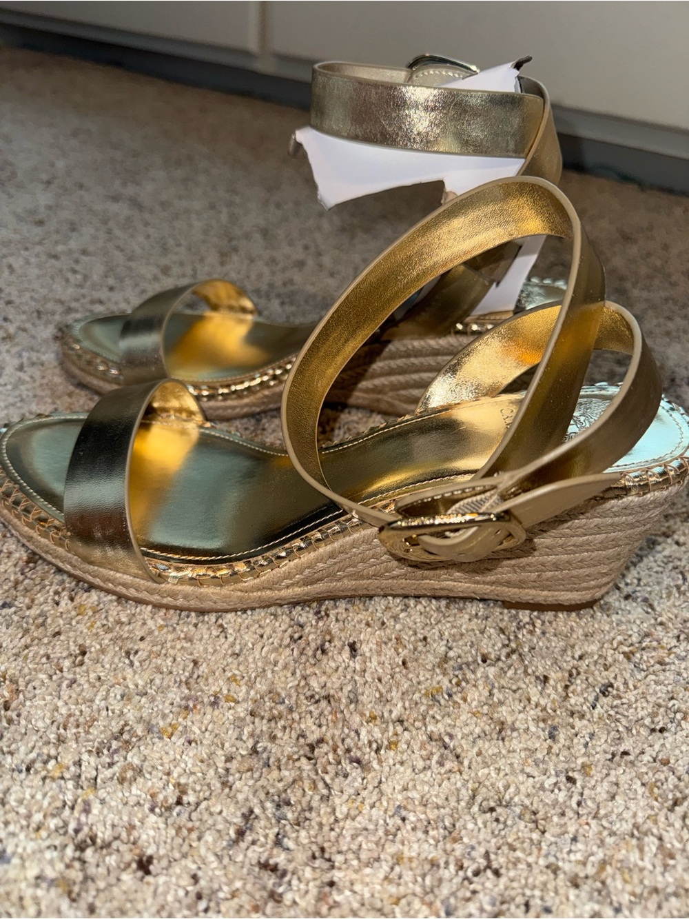 Vince Camuto Metallic Gold Ankle-Strap Sandals - Picture 6 of 8